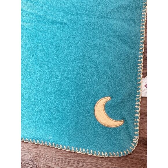 Vintage Belle Yellow Moon Green Turquoise Baby Blanket Security Lovey Fleece HTF - Picture 6 of 6